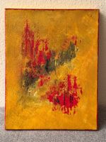 Abstrakte Malerei Gelb Rot Mixed Media Leinwand Kunst