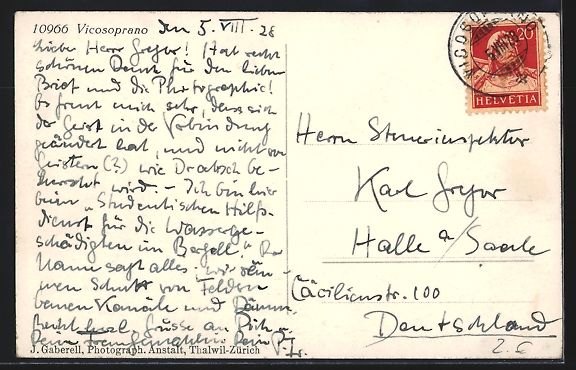 Cartoline postali: Vicosoprano, Blick über Wiesen auf den  – Usato da Berlin venduto da bartko-reher 1