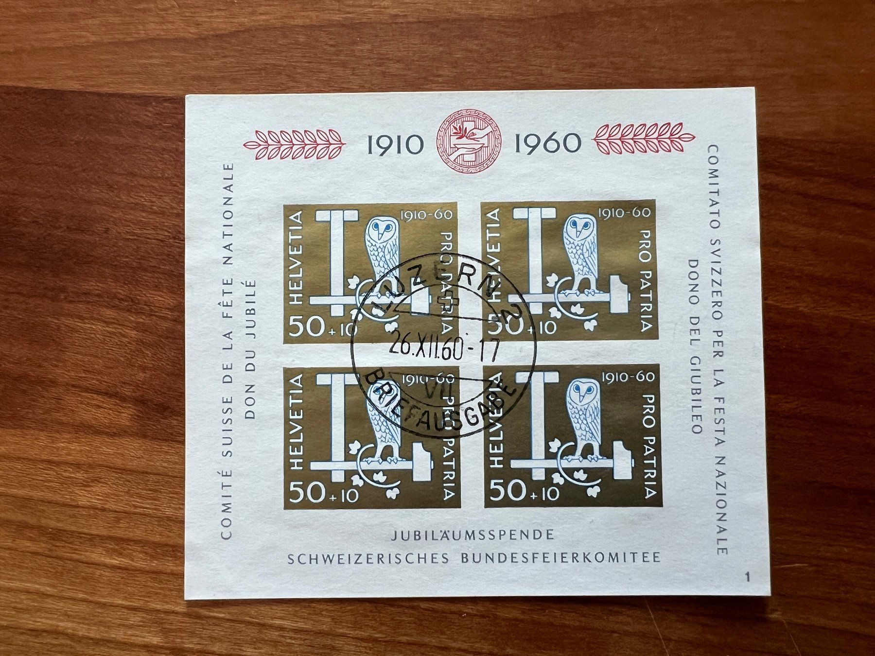 Tutti i francobolli: CH  1960 Bundesfeier Block gest.  (5878) – Usato da Hinwil venduto da Sidi4