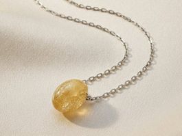Silber 925 Halskette mit Natur-Citrin Anhänger, sonnengelb