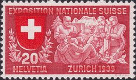 LANDI-ABART 1939: Nr.223.1.10 Rotdruck verschoben, Kat 300.-