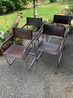 4 alte Freischwinger Stühle Leder