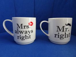 2 Mugs - Mrs. always right und Mr. right