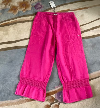 Sublime pantalon 3/4 pur lin MALOKA fuchsia neuf + étiquette
