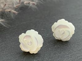 Zarte Perlmutt Ohrstecker Sterling Silber, Neu, Weiss, Ivory