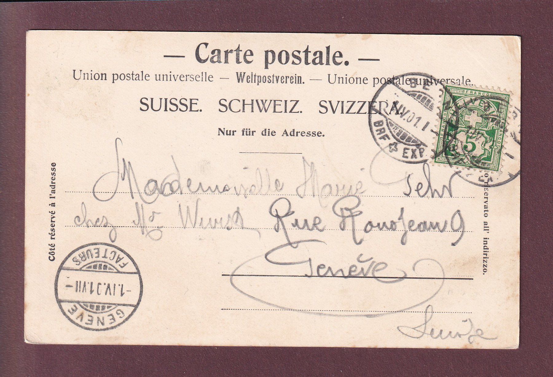 Cartoline postali: BERN - Bärengraben - 1901 – Usato da Pully venduto da nicecards 1