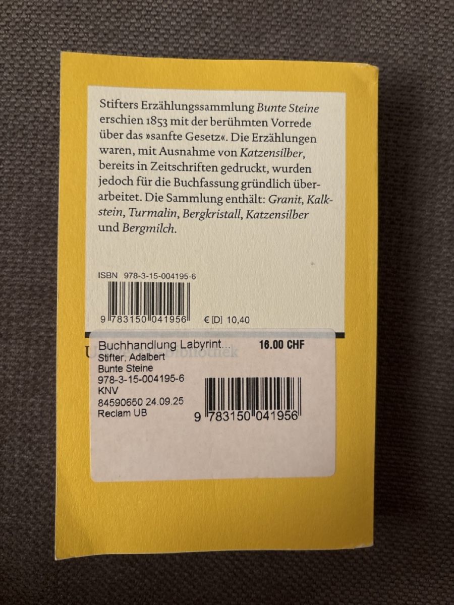 Libri: Adalbert Stifter Bunte Steine Reclam – Nuovo (secondo la descrizione) da Basel venduto da Mig_Sil04 1