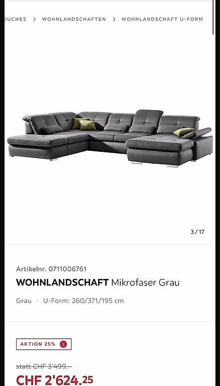 Divani: Grosse U-förmige Wohnlandschaft in Anthrazit  – Usato da Zürich venduto da lej_7lbp 3