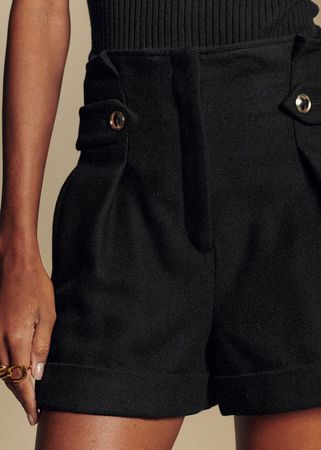 NEU Sezane Mila Damen Shorts Schwarz Gold Gr. 36 mit Etikett