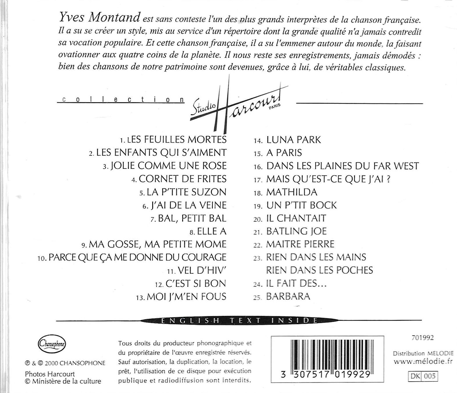 CD: Yves Montand  - Same (Best Of) – Usato da Savagnier venduto da Ne2065 1