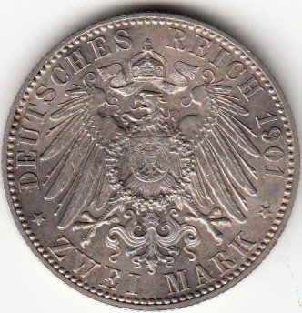 Alle Münzen: Preussen - 2 Mark 1901 Wilhelm II. – Gebraucht aus Gossau SG von Gallus00 1