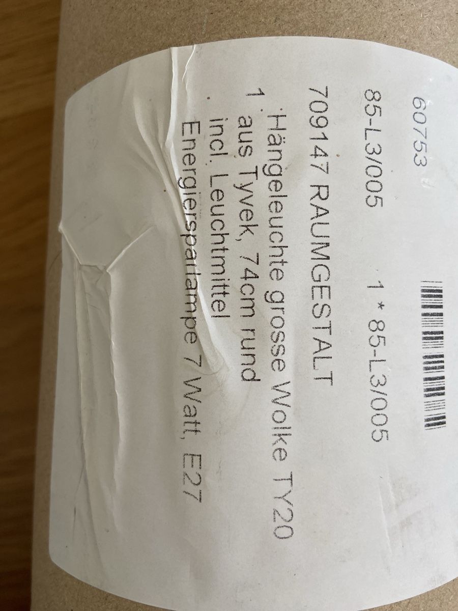Lampen: Tyvek Cloud Lampe gross 74cm – Neu und originalverpackt aus Zürich von Lilabalu65 1