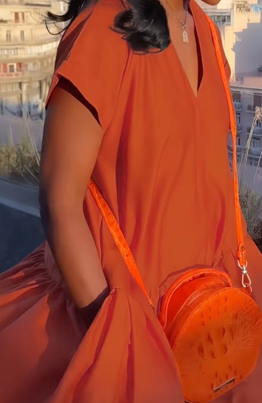 Vestiti: MaxiKleid orange Grösse 2XL V-Ausschnitt gestuft – Nuovo e nell'imballaggio originale da Hittnau venduto da Gamoe 2