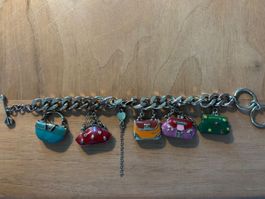 Vintage-Charm-Armband in Silberoptik mit Emaille-Handtaschen