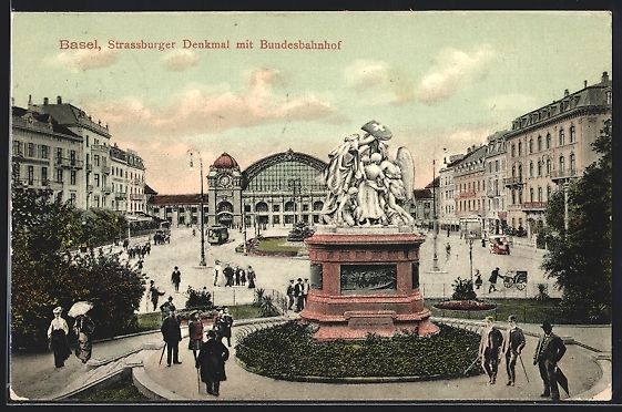 Ansichtskarten: Basel, Strassburger Denkmal mit Bundesba – Gebraucht aus Berlin von bartko-reher