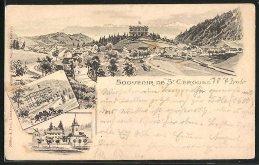 Ansichtskarten: Souvenir de St-Cergues, circulée 1901 – Gebraucht aus Frauenfeld von POML
