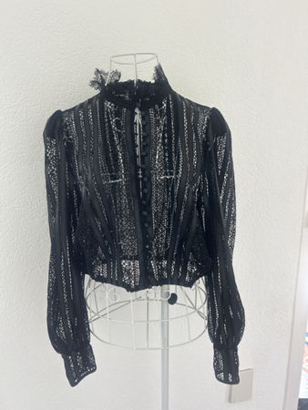 Blouse the koooleDentelle Noir cuir et transparente  T1