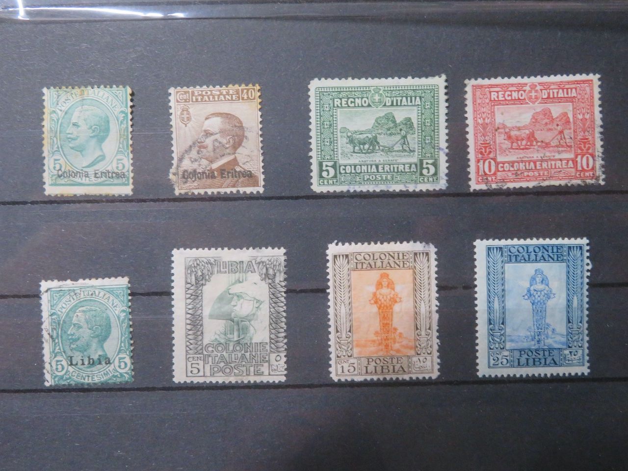 Alle Briefmarken: Italien Erithrea, Libia auf Steckkarte – Gebraucht aus Spreitenbach von heitersberg54