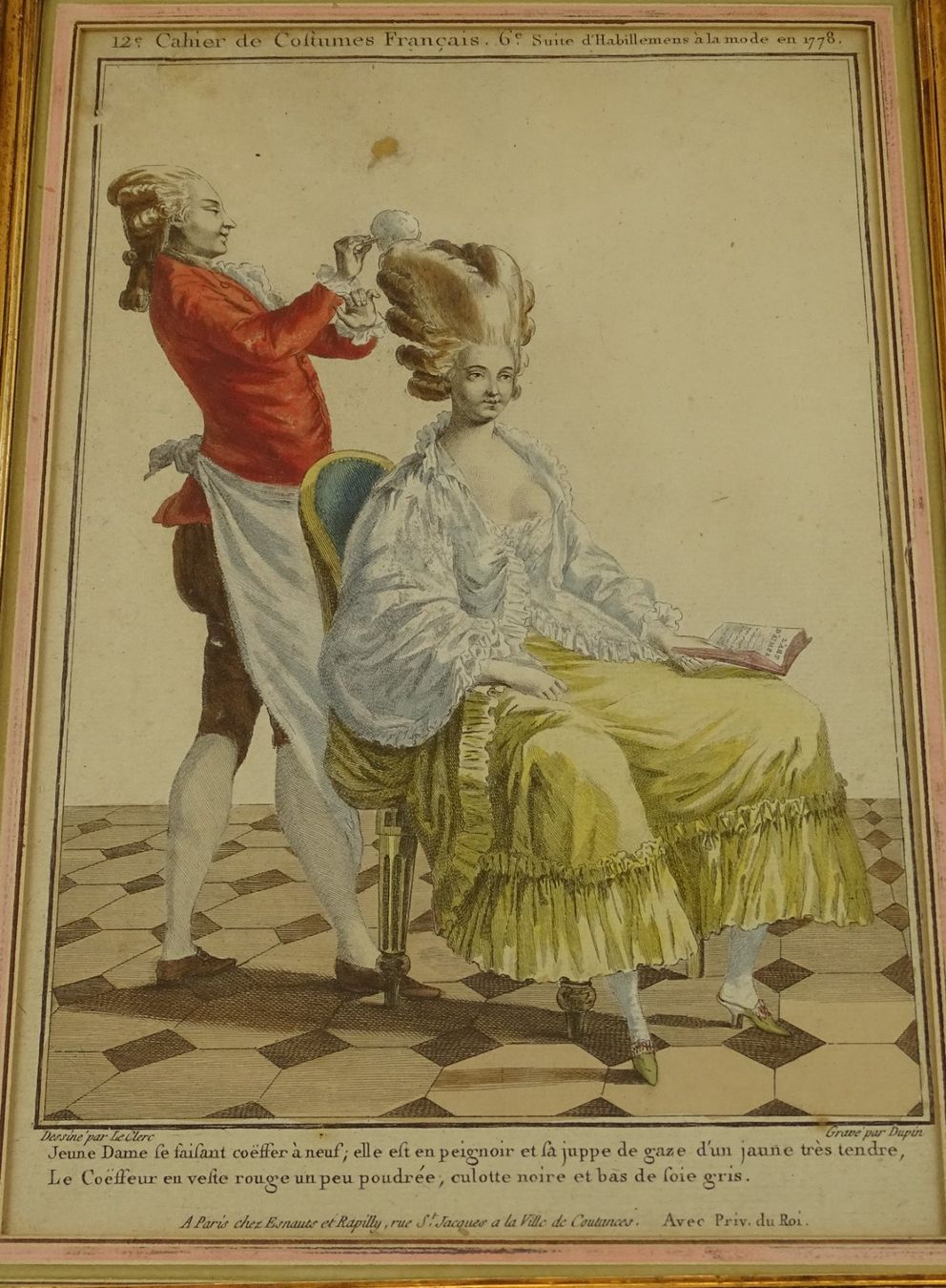 Stiche: COIFFEUR, FRISEUR, KUPFERSTICH 1778 – Gebraucht aus Grüningen von Kartensammler 1