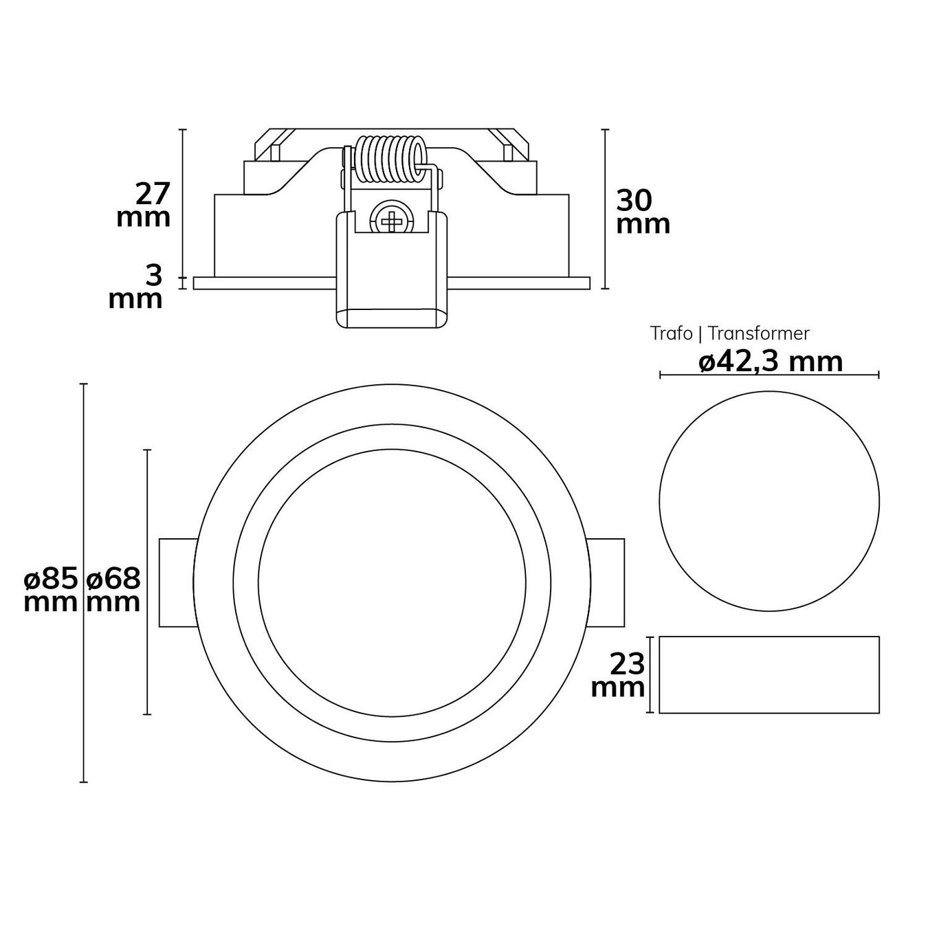 Lampade: LED Einbaustrahler,  Weiss, IP42, 9 cm Ø – Nuovo (secondo la descrizione) da Kreuzlingen venduto da Smart-Light 1