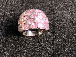 Ring mit rosa Schmucksteinen silberfarben guter Zustand