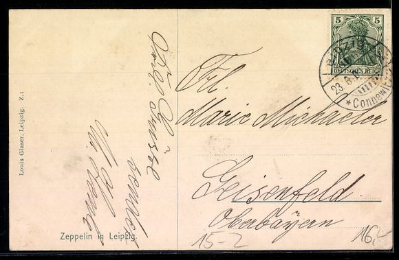 Cartoline postali: Leipzig, Zeppelin über dem Deutschen Bu – Usato da Berlin venduto da bartko-reher 1