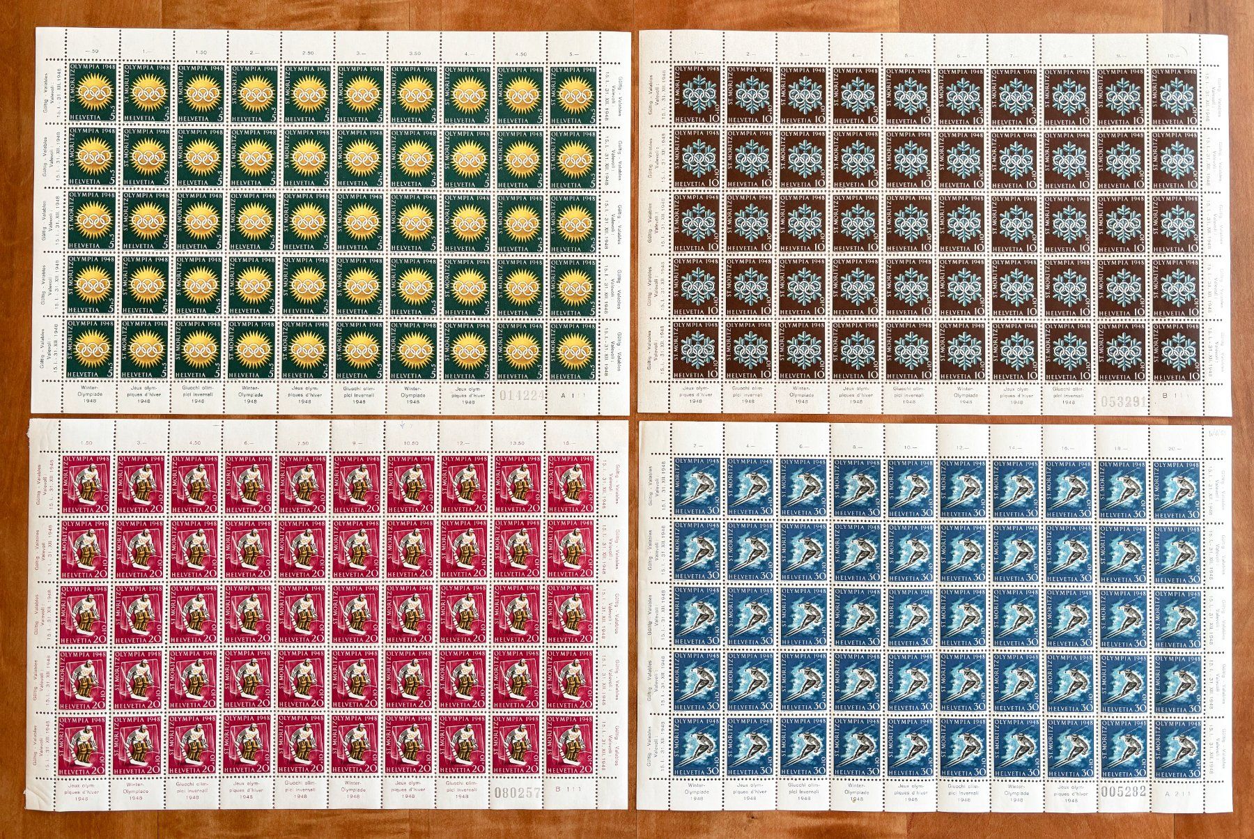 Alle Briefmarken: 1948 Olympiade St.Moritz im Bogen, postfrisch ** – Neu (gemäss Beschreibung) aus Nuglar von stamp88