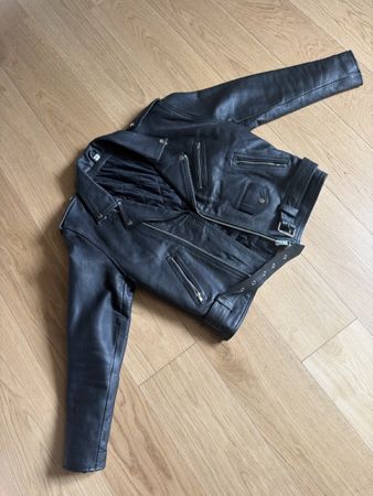 Lederjacke /Bikerjacke schwarz Grösse 48