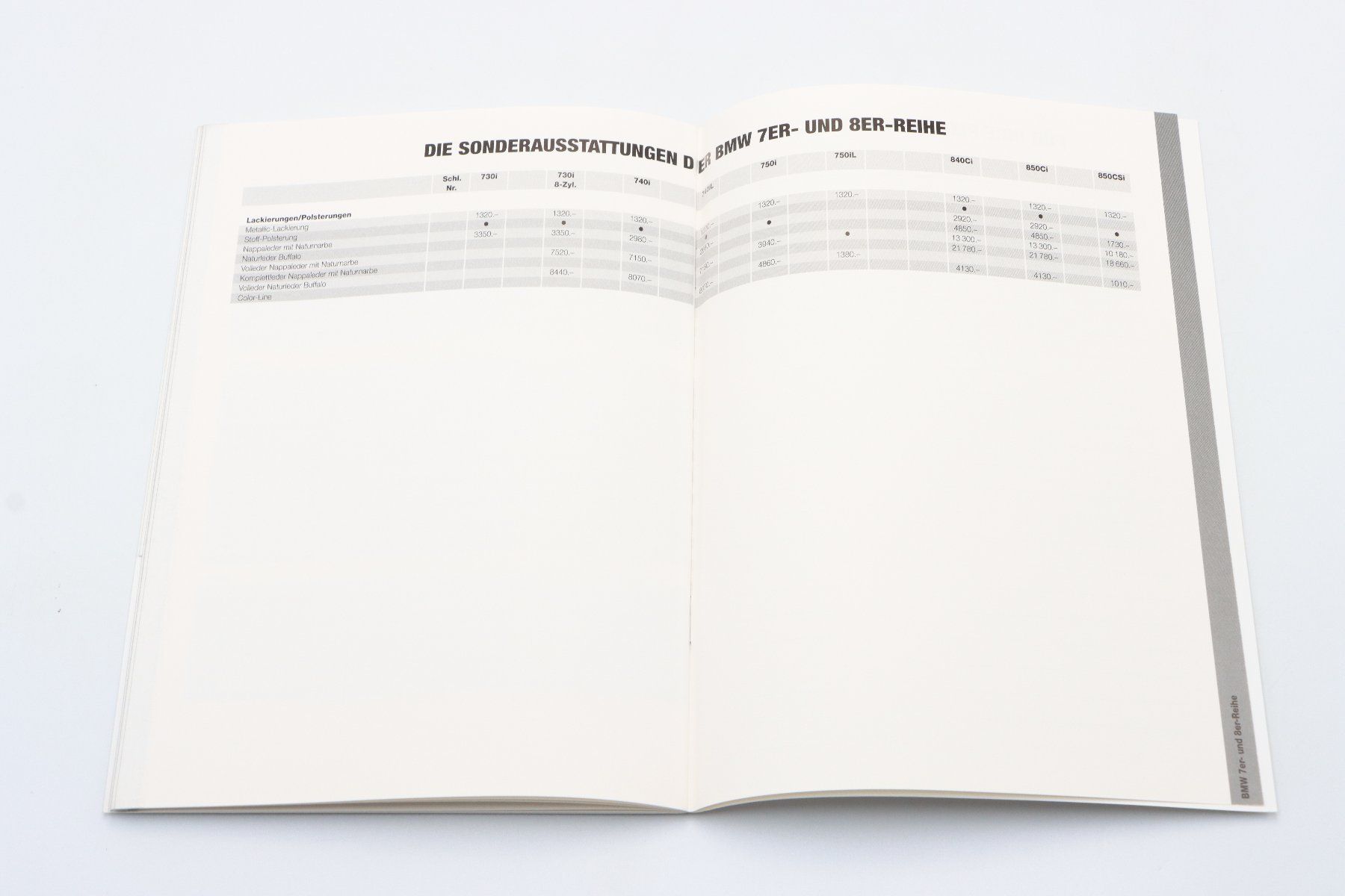 BMW Dokumente: BMW Preisliste 1994 Prospekt – Gebraucht aus Bühl b.Aarberg von Collectorpassions 8