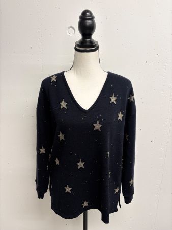Leo&Ugo Pullover blau mit Sternen Gr. 38 Wolle Strick