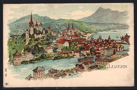 Cartes postales: Litho Luzern, Ortsansicht, Dampfer – D'occasion à Berlin par bartko-reher