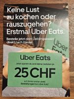 Gutschein Uber Eats 25 CHF für Erstbestellung