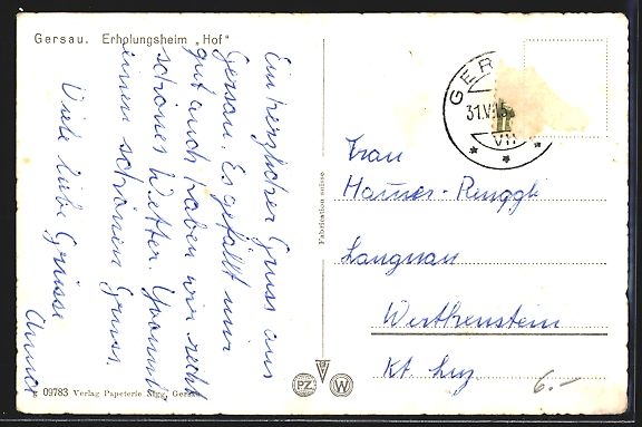 Cartoline postali: AK Gersau, Erholungsheim Hof – Usato da Berlin venduto da bartko-reher 1