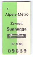 Billette Zermatt - Sunnegga Alpen Metro