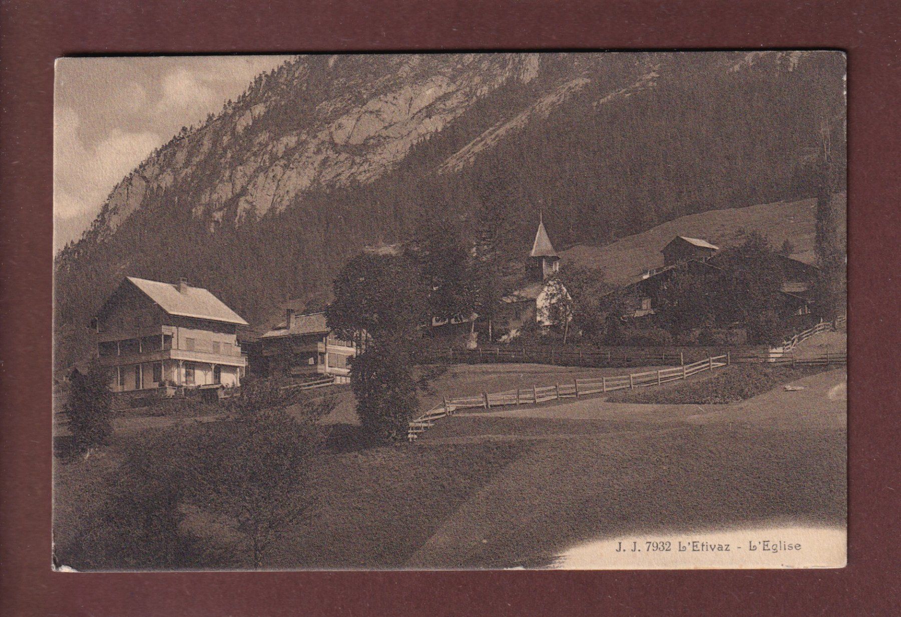 Cartoline postali: L'ETIVAZ - Eglise - 1919 – Usato da Pully venduto da nicecards