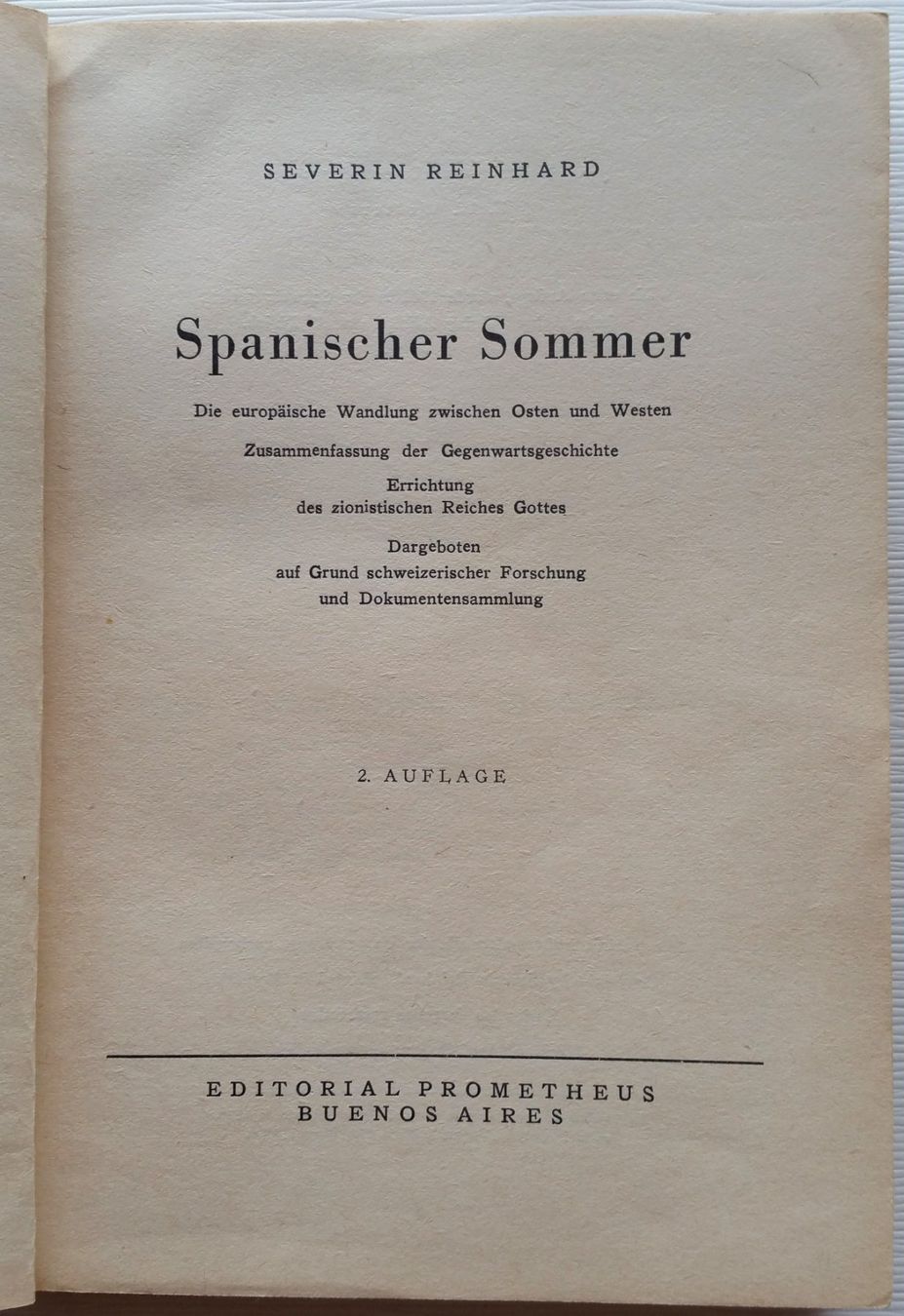 Libri: Spanischer Sommer - Reinhard Severin, 1952 – Usato da Oberriet SG venduto da Krishna111 1