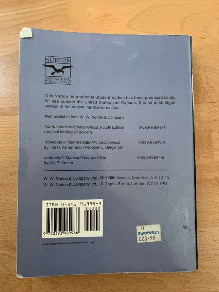 Libri: Intermediate Microeconomics a Modern Approach 4th Edition – Usato da Lausanne venduto da Mathis28 1