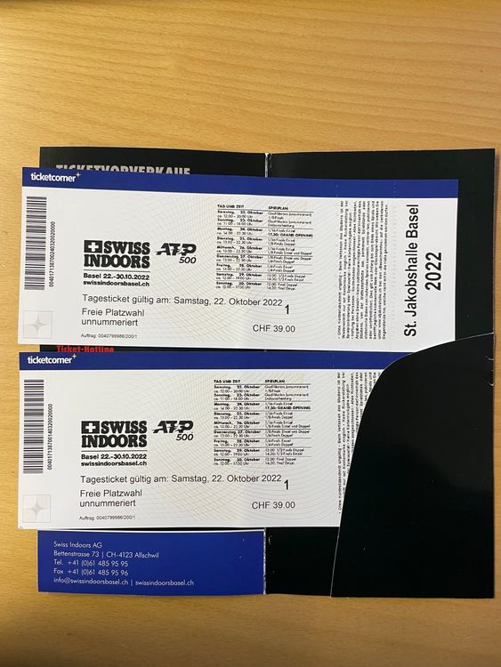Tickets Swiss Indoor Basel – Événement – Neufs – Pour Souvenir Ou Cadeau