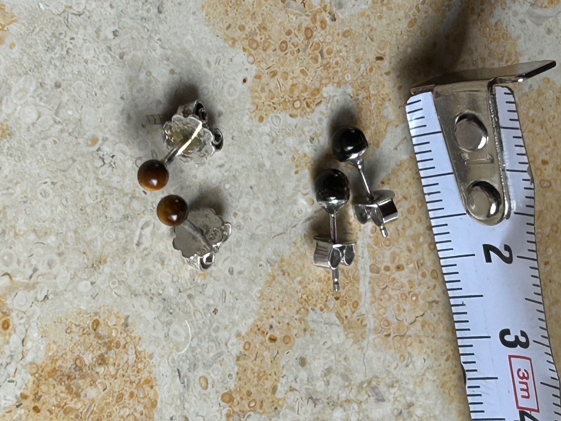 Orecchini pendenti & Orecchini a lobo: Silberohrenstecker TIGERAUGEN knopf – Usato da Dittingen venduto da Bellevista 7