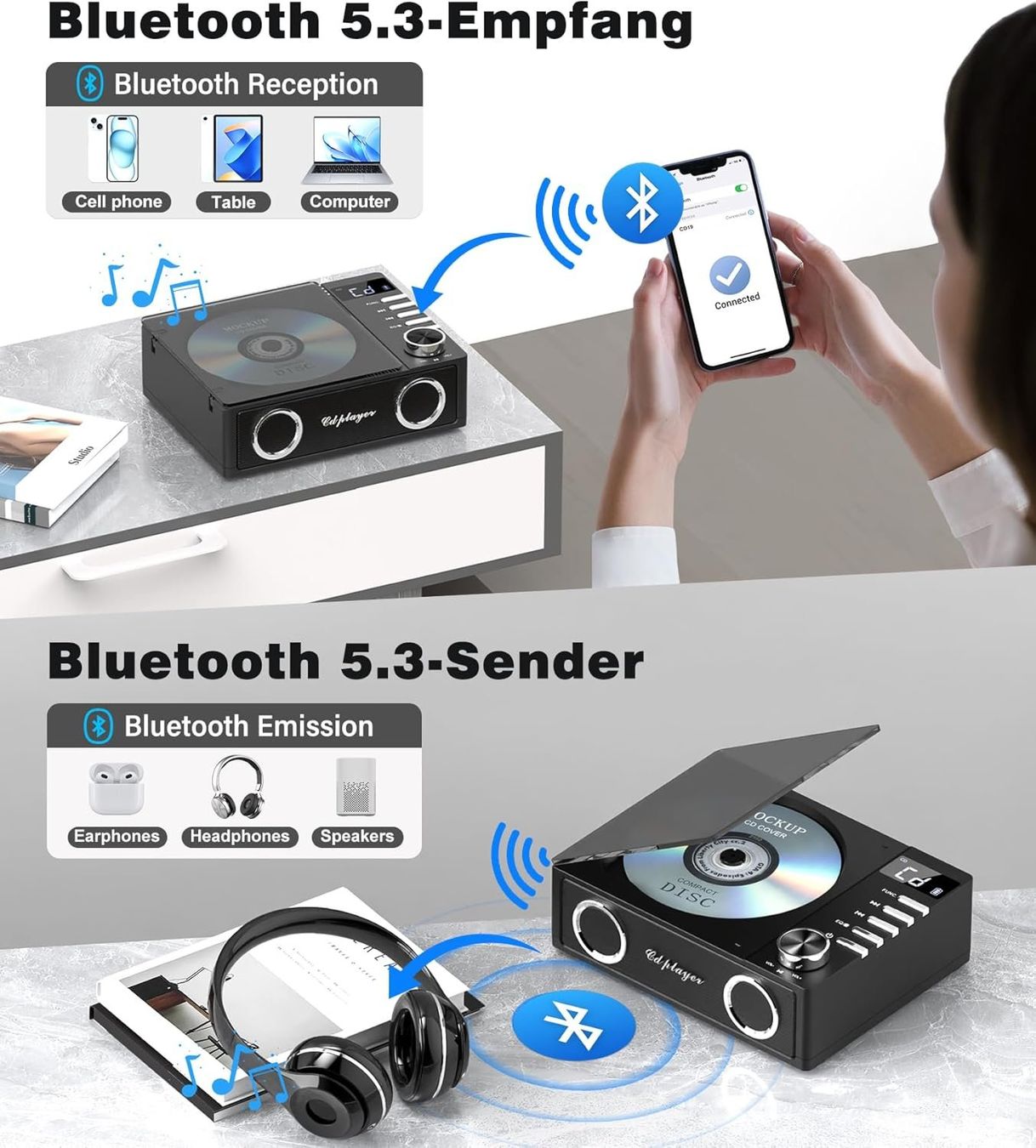 Lettore multimediale portatile: CD-Player tragbar Bluetooth 5.3 4000 mAh USB TF AUX – Nuovo e nell'imballaggio originale da Neuhausen am Rheinfall venduto da zeb_c2vx 2