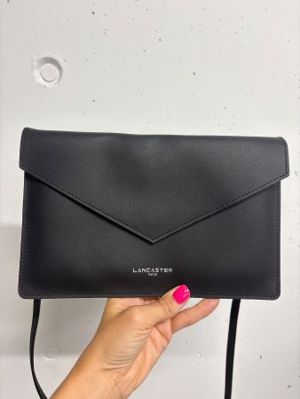 Lancaster Leder Clutch schwarz Crossbody Umhängetasche