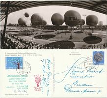 Foto-AK 2. Ballonwettfahrt Zürich, Jungfernfahrt Ballon Züri