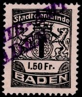 1.50 Fr. Fiskalmarke von der Gemeinde BADEN