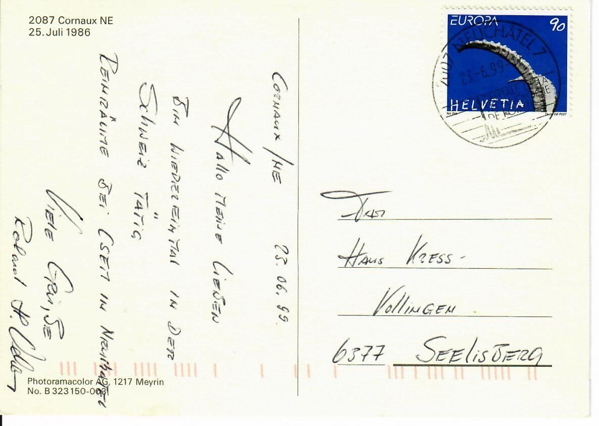 Cartoline postali: Cornaux NE – Usato da Hochdorf venduto da Ziegel-16 1