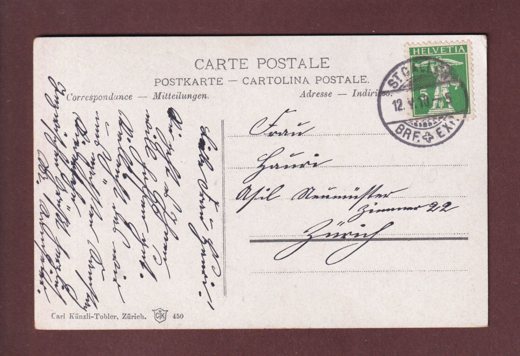 Cartoline postali: ST. GALLEN - Teilansicht - 1910 – Usato da Pully venduto da nicecards 1