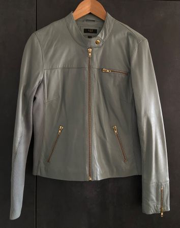(MAISON) 123 Veste vert céladon 100% cuir (agneau) t.40