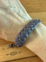 Leder Armband geflochten Taubenblau Verstellbar