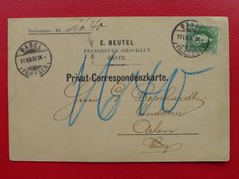 1888, 67A auf NACHNAHME: BASEL (E.Beutel) +Rechnungszudruck