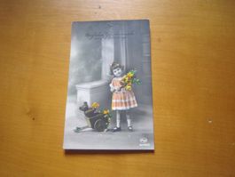 No 17 Antike Postkarte Herzlichen Glückwunsch Kind
