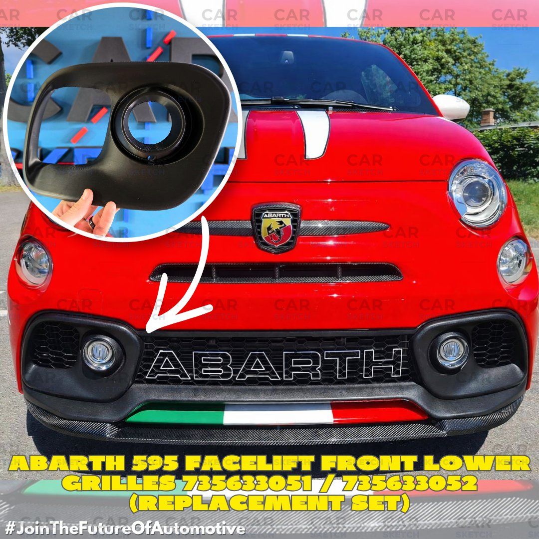 Abarth Tutti pezzi di ricambio auto: Abarth 595 Facelift untere Frontgitter (Ersatz-Set) – Nuovo e nell'imballaggio originale da Dietikon venduto da CarSketch